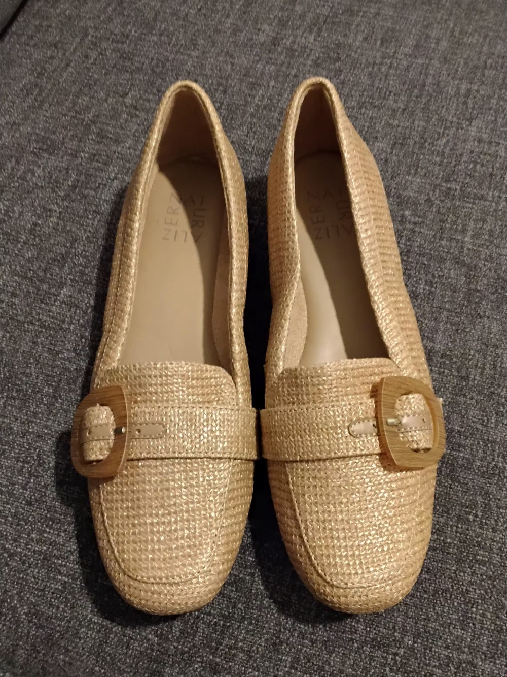 Naturalizer Kayden Moc Raffia Loafers Straw Beige Woven Slip On Flats Size 8M